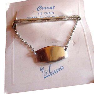 Vintage Sorrento Nickel Silver Plated Cravat Tie Chain With Engraving Plate